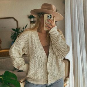 VINTAGE cream button up cardigan